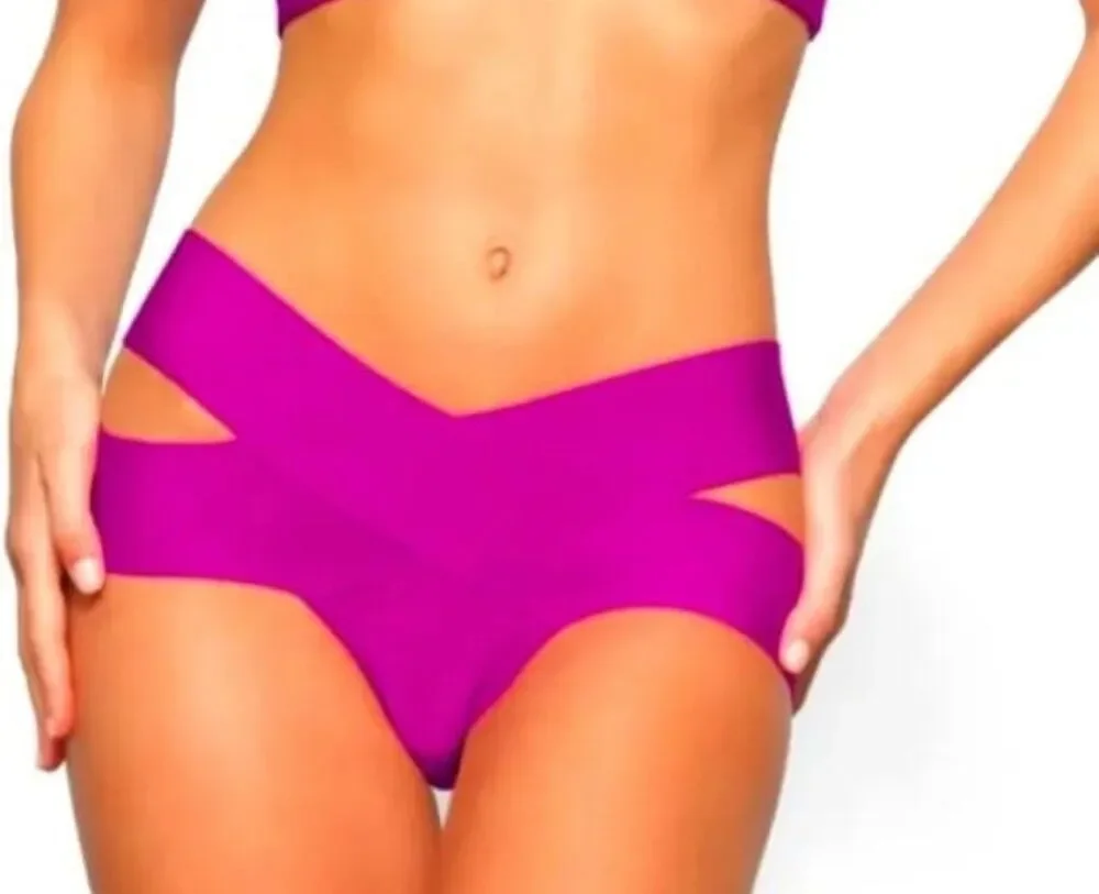 Knit Swim Strappy Bikini Bottom Lollipop